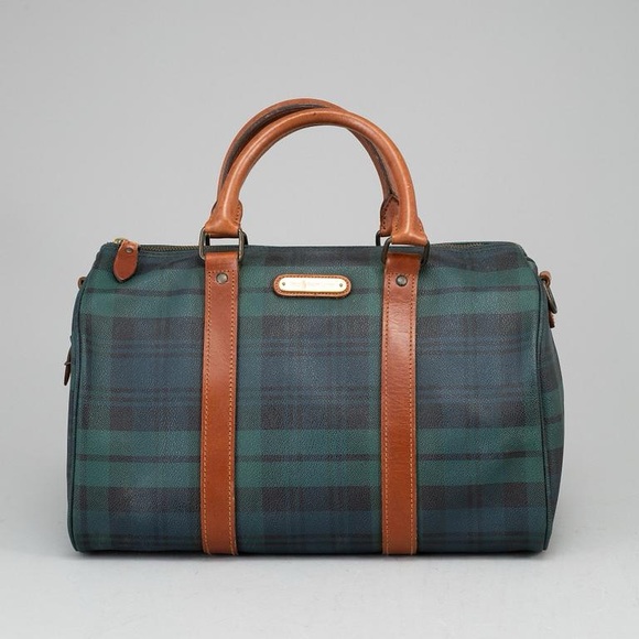 Polo by Ralph Lauren Small Plaid Duffel Bag/Purse with Leather Accents. Unisex. - Picture 1 of 4
